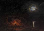 Cornelius Krieghoff In Camp at Night oil painting